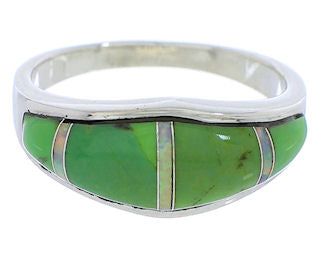 Mojave Turquoise Opal Inlay Southwest Silver Ring Size 5 EX51076